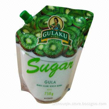 Spout Pouch for sugar, food grade material and stand up, moisture and light proof, long shelf time